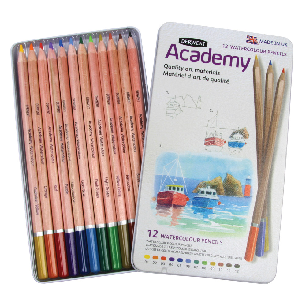 Derwent Academy 12 Watercolours Pencils