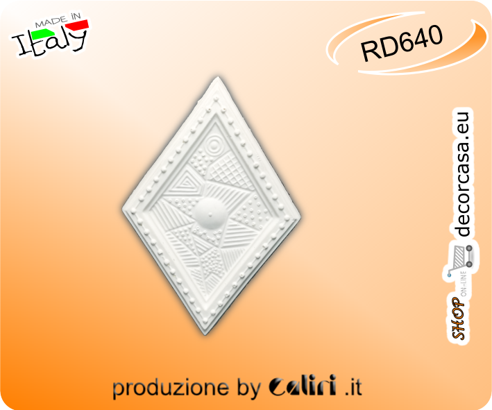 RD640 Rosone in Gesso Decorato Rombo cm 20x30